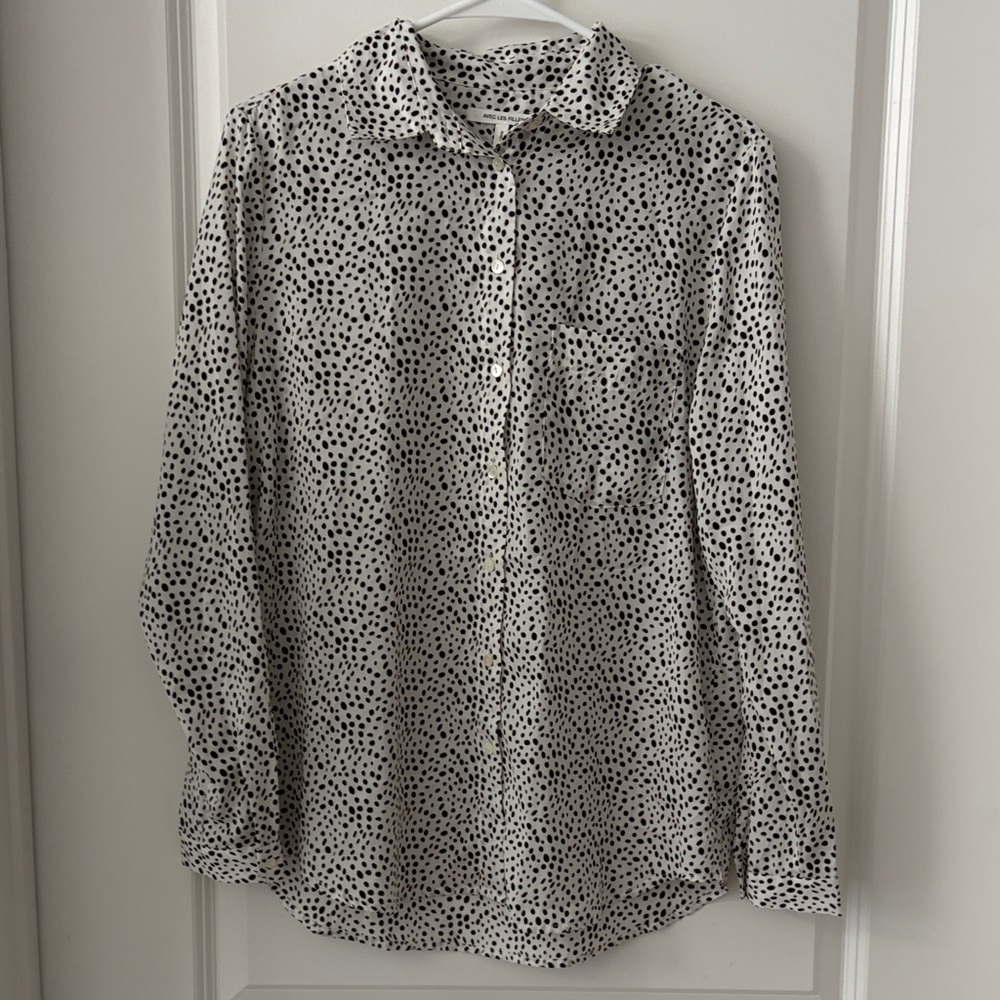 Avec Les Filles Black and White Button Down Shirt